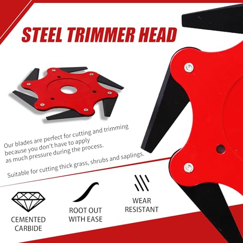PLAXNS Steel Trimmer Head &9" x 36 Teeth Carbide Tipped Blades &10" x 3 Teeth Carbon Steel Brush Cutter Blades with 2 Different Adapter Kits