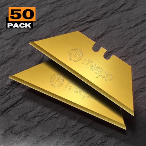 M MEEPO Utility Knife Blades, Never Rust, Titanium SK-2 Steel, 50-Pack - color: Titanium 50-pack