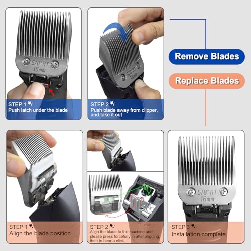 5/8HT Grooming Ceramic Pet Clipper Blades Compatible with Andis & Oster A5 - color: Silver, size: 5/8HT 16mm