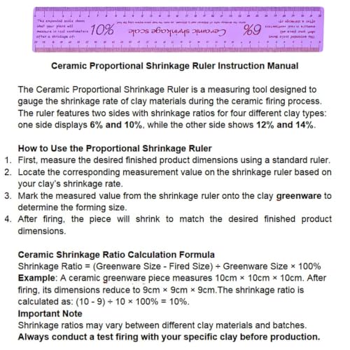 2 Set Ceramic Shrinkage Scale Ruler, Ceramic Measuring Ruler Pottery Tool for Carving Shaping Clay Sculpture Modeling, Purple