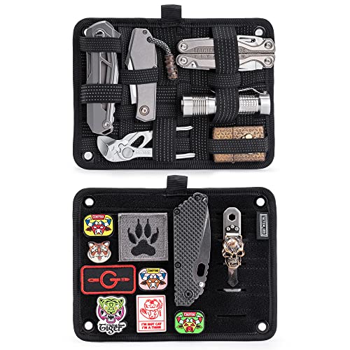 TACTICAL_GEEK EDC Organizer Board, Anti-Slip Elastic Woven Board, Utility Bag Insert Panel for Small Gear, Backpack Accessories (TCM-Black) - color: TCM-Black