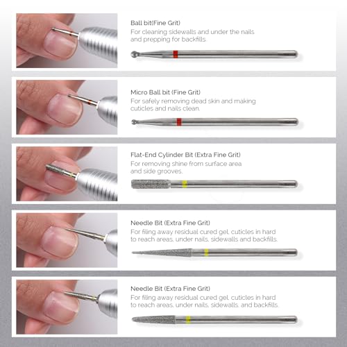 MelodySusie 10pcs Nail Drill Bits Diamond Cuticle Set Silver - color: Silver, size: 10 Piece Set