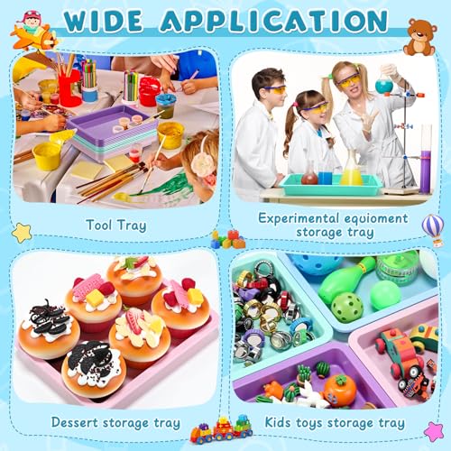 20 Pcs Small Plastic Art Sand Tray, Light Pink, Purple, Blue, Green - color: Light Pink, Purple, Blue, Green