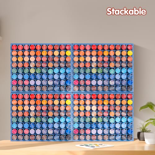 Krafetto 80-Grid Paint Organizer for 2 Oz Bottles, Wall Mount, Blue - color: 1pc blue paint rack