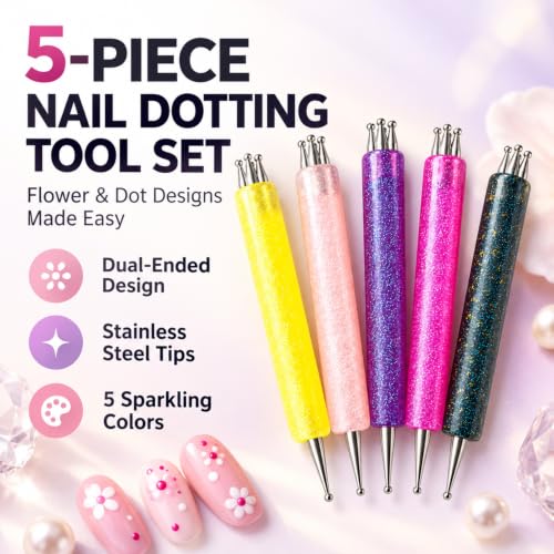 Flower Nail Dotting Pen, 5PCS Dual-Ended Nail Design Tools - color: NO12