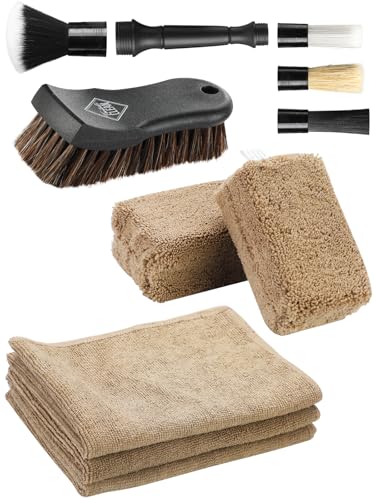 Fantasticlean 9PCS Car Detailing Brush Set, Interior Leather Cleaning - size: IT-ACS03-NT