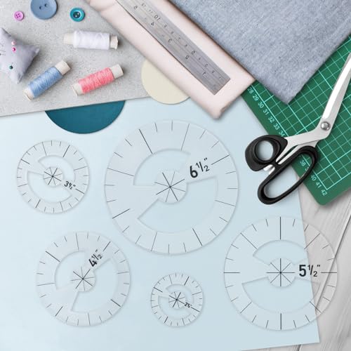 Imeepa 5PCS Clear Acrylic Circle Template Rulers for Quilting, 5 Sizes - size: Circle
