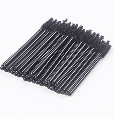 BIHRTC Pack of 100 One-Off Disposable Silicone Eyelash Mascara Brushes - color: Black