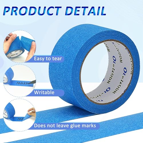 6 Rolls Blue Painters Tape 4 Inch x 60 Yards Wide Masking Tape Bulk - color: Blue, size: 4In x 60Y - 6Pack
