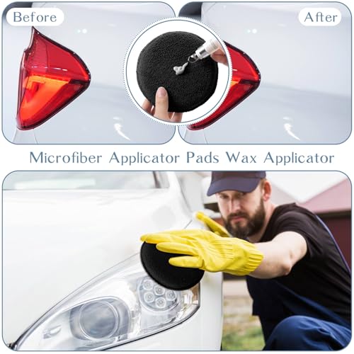 Tanlade 50 Pcs Microfiber Wax Applicator Pads 5 Inch, Black - color: Black
