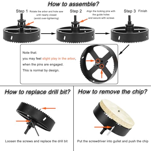 Hole Saw Kit for Wood Metal Plastic, Bi-Metal Cutter Set, 3PCS - color: Black