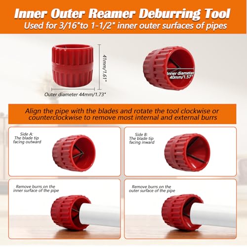 1/4'' - 1'' Pipe Depth Gauge and 3/16" to 1-1/2" Deburring Reamer Tool Kit