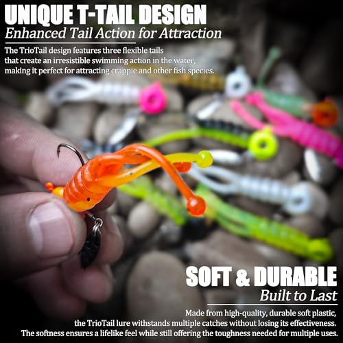 Crappie Jig Heads Lures Baits with Spinner, Scent Holder, 110 Pcs - color: 110Pcs - Crappie Jigs, Split TriTail Grub