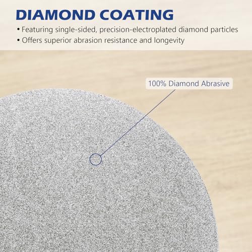 SCOTTCHEN Diamond Grinding Disc, 8” (200mm),No Center Hole,Flat Lap Disk Polishing Discs -60 Grit,Sanding Grinding Disc for Gemstone, Tile, Porcelain, Glass & Metal Polishing - style: 60grit