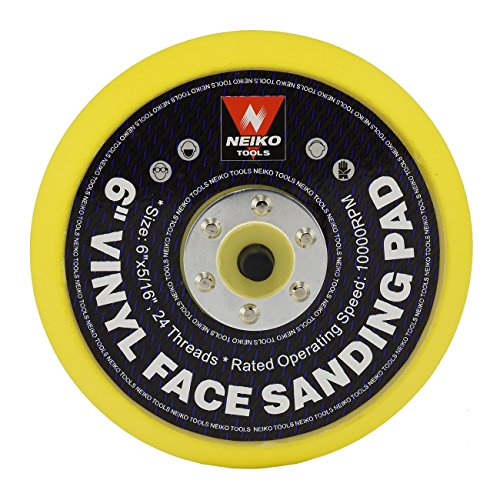 NEIKO 30262A 6" Sanding Pad with Vinyl PSA Backing, 5/16” Arbor with 24 Thread Mounts, 10,000 RPM, Sanding Pads are Ideal for Orbital and Dual Action Sander - size: 6" Standard, style: PSA (Sticky-Back)