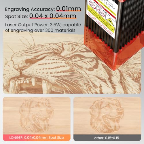 LONGER RAY5 Laser Engraver, 3500mW Compact Precision Engraving Machine - color: Black