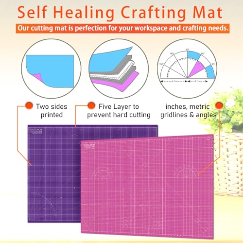 Self Healing Cutting Mat A3 12"x 18" Double Sided Pink Mat - color: Pink, size: A3 (12" x 18")