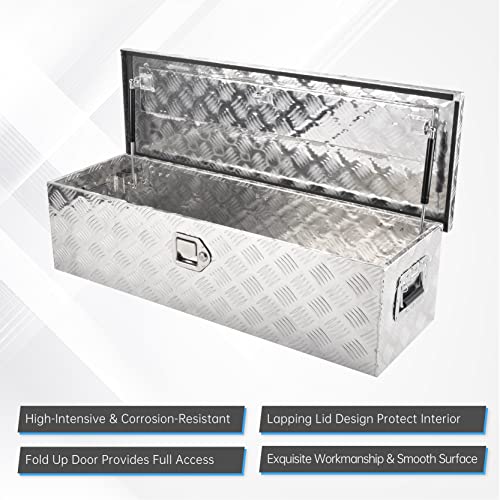 39" Aluminum Truck Tool Box with Side Handle, Silver(39"×13"×10") - color: Silver, size: 39"x13"x10"