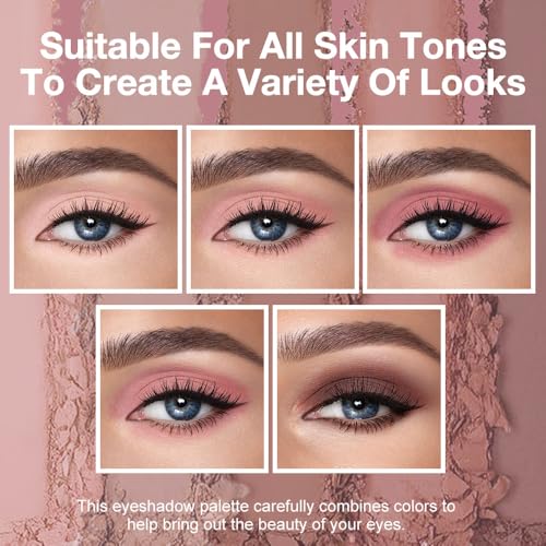Matte Neutral Eyeshadow Palette 5 Shades, Highly Pigmented Blendable Warm Nude Pink Brown Eye Shadow Palette Makeup, Everyday Natural Look for Beginners, Long Lasting Travel Size 04# - color: A-#04