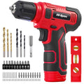 Hi-Spec 8V USB Power Drill Driver Bit Set with Hanging Kit for DIY, Red - color: Red