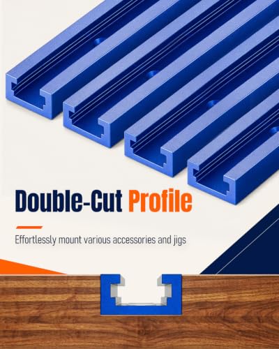 Vibit 4 Pcs 36" Aluminum T Track with Predrilled Mounting Holes & Screws - size: 4 PCS-36 Inch