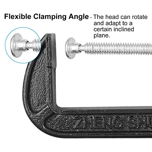 Abuff 4 Piece 6 Inch C-Clamp Set - Industrial Strength, Heavy Duty Iron C Clamps for Woodworking, Welding, and Building