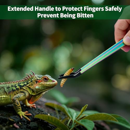 2 Pack Extra Long Stainless Steel Reptile Feeding Tongs with Rubber Tip - color: 15"Silver