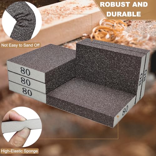 Tonmp 6 Pack 80 Grit Medium Sanding Sponge, Washable and Reusable Great for Pot Pan Brush Sponge Brush Glasses Sanding Wood Sanding Metal Sanding (80 Grit-6 Pack) - style: 80 Grit