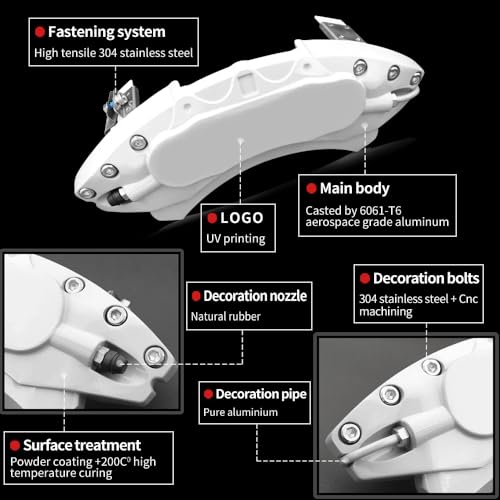 White Brake Caliper Covers Compatible with Tesla Model Y Accessories，Mode Y Long Range 2020-2026, 19 20 Inch Wheel Hub Front and Rear Brake Caliper Covers - color: White