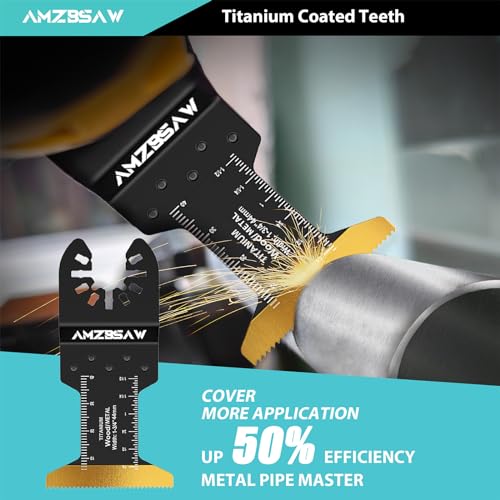 AMZBSAW 22PCS Titanium Oscillating Saw Blades, Multitool Blades for Metal - style: A-22 PCS
