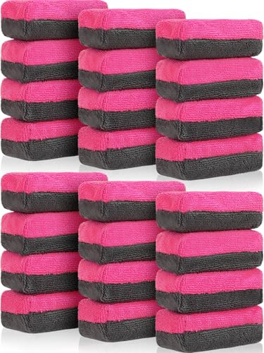 Mudder 24 Pack Microfiber Applicator Pad for Ceramic Car Wax, Pink and Gray - color: Pink and Gray
