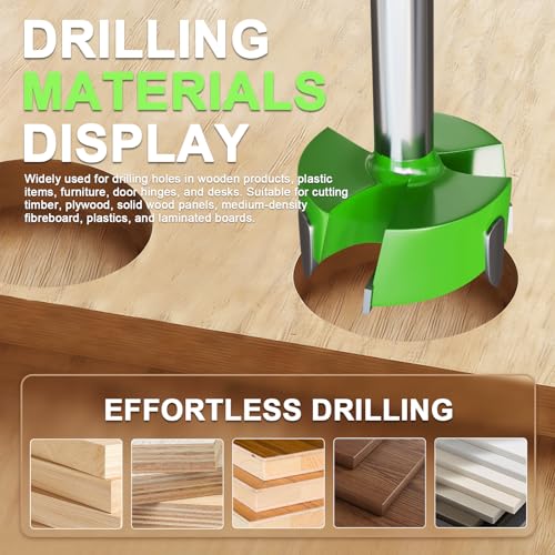 Forstner Drill Bit 1-1/32"(26mm), Triple Flute Tungsten Carbide Tipped - size: (1-1/32" 26mm)