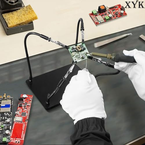 XYK Helping Hands Soldering Station, Soldering Kit, Third Hand Soldering Tool 4 Flexible Arms Helping Hands for Electronic Repair Soldering Jewelry Crafts - Black - color: Black, size: Large
