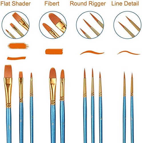 AROIC 200 Pcs Paint Brushes, Nylon Hair Brush Set for Oil and Watercolor - size: 200pcs-blue