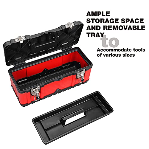 Jack Boss Steel Tool Box 15.5 Inch Small Portable Tool Organizer Box with Built-in Short Non-slip Handle Car Box with Removable tray (Pack of 2) - size: 15.5Inch (Pack of 2)