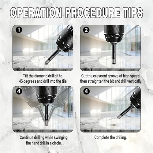 5 Packs Dry Diamond Drill Bits Set 1/4" 6mm Vacuum Brazed Diamond Hole Saws for Granite Tile Ceramic Marble Stone Glass and More Hard Materials (not for Wood), Round Shank with Storage Case. - size: 1/4"X5