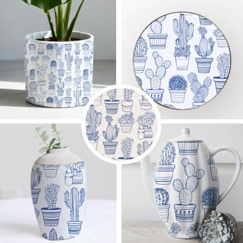SUPERDANT 5PCS Underglaze Transfers Pottery Transfer Paper for Clay - style: Western Cactus