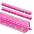 HARFINGTON 2Pcs Architectural Scale Ruler 7" Large Scale Laser Rose Red - color: Rose Red, size: 7 Inch