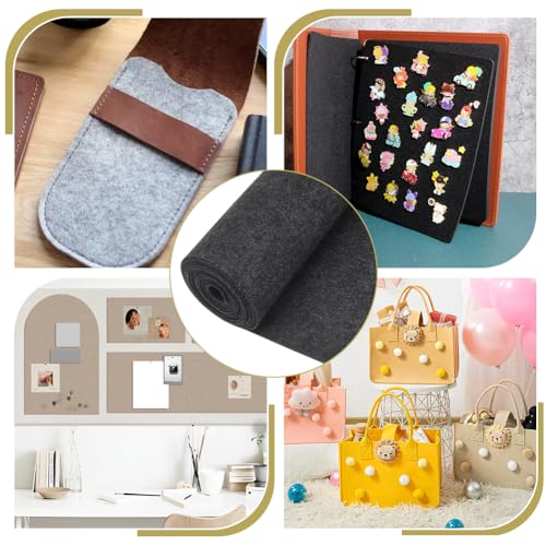BENECREAT 118x9.4inch Felt Fabric Roll, Dark Gray Craft Felt Roll for Felt Table Mats, DIY Craftwork, Sewing and Patchwork,2mm Thick - color: Dark Gray