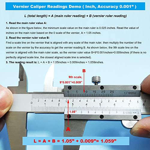 0-12 Inch / 300mm Micrometer Vernier Caliper, Stainless Steel Precision Measuring Tool (Inch/Metric), Depth/Inside/Outside/Step Measurement, 0.001" / 0.02mm