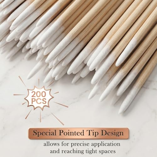 200 PCS Pointed Tip Cotton Swabs, Precision Micro Cotton Swabs - color: 200 ct