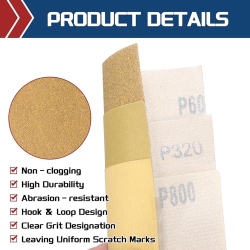 16Pcs Sand Papers 4.5x11Inch 180Grit Alumina Abrasive Hook&Loop Back - size: 4.5 x 11 Inch x 180 Grits