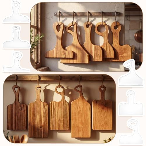 Fuyoooo 14 Pcs Router Templates for Woodworking, 6 Acrylic Charcuterie Board Handle Guides, Bowtie Inlay & 2 Tray Edge Templates, Angled Curvy Tracing Stencils Cut Guide Tools with Tape and Pens