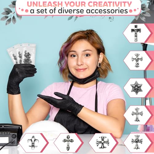 120 Pcs Silver Cross Nail Charms, 3D for Acrylic and Press-On Nails - color: 120 Pcs Silver Cross Nail Charms