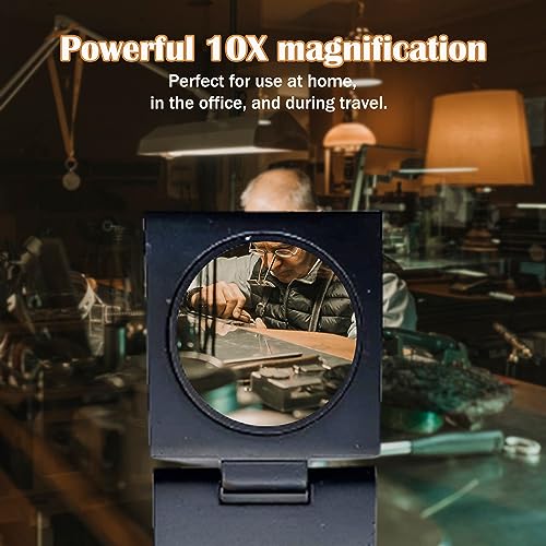Rongon 10X Pocket Magnifying Glass Three-Folding Magnifier Small Loupe