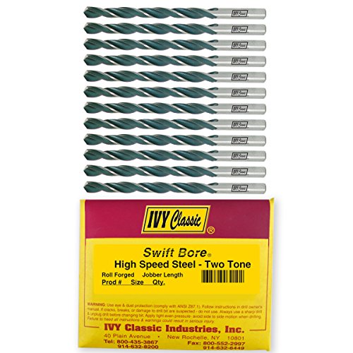 IVY Classic 03004 Swift Bore 1/16-Inch High Speed Steel Drill Bit, 118-Degree Point, 12-Pack - size: 1/16 x 1-7/8"