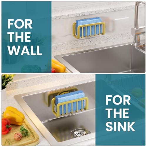 TAILI Gold Sponge Holder for Kitchen Sink with Strong Suction Cup - color: Gold, size: 5.1" x 2.3"