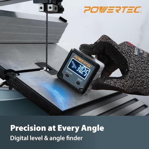POWERTEC 7pc Set Router Table Setup Bars, 3-Gauges-in-One Aluminum Setup Blocks Height Gauge Set w/Table Saw Angle Gauge, Digital Angle Finder Protractor for Woodworking, Table Saw, Miter Saw (72037)
