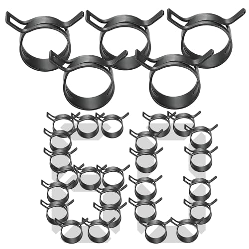 60Pcs 0.43"(11mm) Spring Band Hose Clamps, Black - color: Black-60pcs, size: 0.43"(11mm)