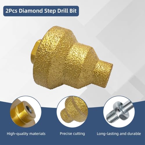 Diamond Step Drill Bit Set 20mm/35mm/50mm, Diamond Brazed Multi-Layer Chamfer Drill Bits with M10 Thread, Hole Opener for Tile, Concrete, Marble & Stone